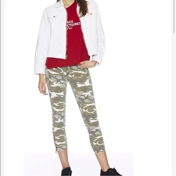 Etienne Marcem NWOT Camo Skinny Jeans with Red & Gold Zipper Ankle Detail - Picture 1 of 5